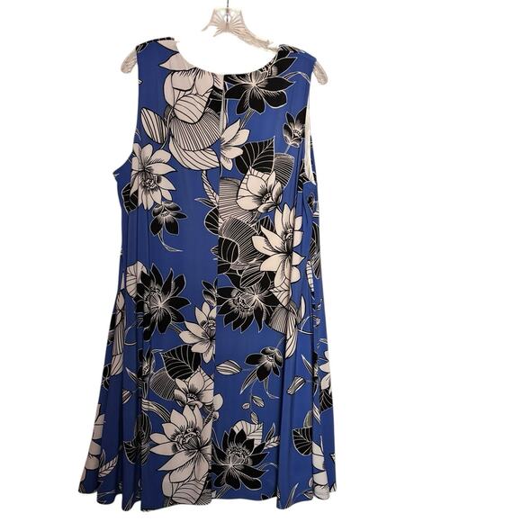 Kasper Plus Size 2X Blue Floral Lined Sheath Dress EUC - Picture 5 of 8